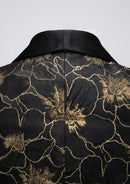 Costume de mariage 3 pièces pour homme en jacquard doré noir