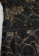 Costume de mariage 3 pièces pour homme en jacquard doré noir