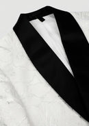 Men's 3-Piece Silver Jacquard White Wedding Suit