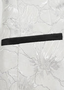 Smoking de mariage 3 pièces pour homme en jacquard argenté blanc