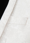Men's 3-Piece Shawl Collar Leaf Jacquard White Tuxedo Set
