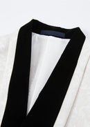 Men's 3-Piece Shawl Collar Leaf Jacquard White Tuxedo Set