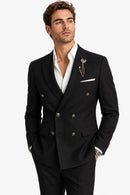 Slim Fit Classic Black Double-Breasted Suit (2-Piece)