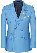 Slim Fit Sky Blue Double-Breasted Suit (2-Piece)