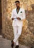Pristine White Double-Breasted Suit (2-Piece)