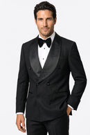 Micro-Textured Black Double-Breasted Tuxedo (2-Piece)
