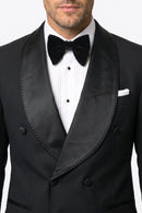 Micro-Textured Black Double-Breasted Tuxedo (2-Piece)