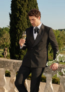 Micro-Textured Black Double-Breasted Tuxedo (2-Piece)