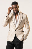 Men's 2-Piece One Button Pearl Luster Shawl Lapel Champagne Wedding Tuxedo