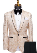 Men's 2-Piece One Button Pearl Luster Shawl Lapel Champagne Wedding Tuxedo