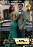 Men's 3-Piece Vintage Style Gold Damask Jacquard Green Tuxedo