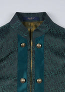 men's 3-Piece Traditional Collar Green Paisley Fitted Suit