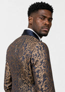 Vintage Navy Gold Damask Tuxedo (3-Piece)