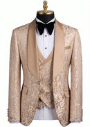 Vintage Champagne Gold Damask Tuxedo (3-Piece)