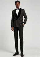 Men's 2-Piece Starry Black Smoking Shawl Collar Tuxedo