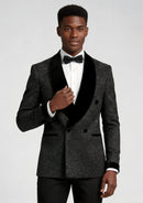 Men's 2-Piece Starry Black Smoking Shawl Collar Tuxedo