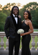 Men's 2-Piece Starry Black Smoking Shawl Collar Tuxedo