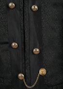 Traje de fiesta de 3 piezas con cuello tradicional y estampado paisley negro para hombre