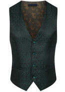 men's 3-Piece Traditional Collar Green Paisley Fitted Suit