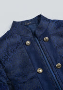 Men's 3-Piece Traditional Collar Navy Paisley Fitted Party Suit