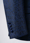 Men's 3-Piece Traditional Collar Navy Paisley Fitted Party Suit