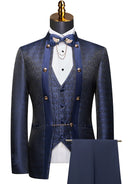 NAVY Paisley Fitted Party Suit