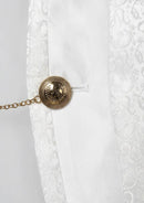 Traje de fiesta entallado de 3 piezas con cuello tradicional y estampado paisley blanco para hombre