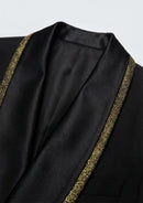 Men's 3-Piece Shawl Lapel Floral Jacquard Black Tuxedo