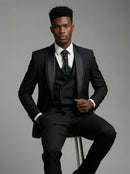 Men's 3-Piece Shawl Lapel black Tuxedo