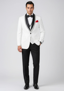 Smoking 3 pièces pour homme, un bouton, revers noir et blanc