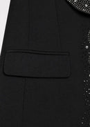 Men's Rhinestone Embellishments 3-Piece Wedding Black Tuxedo