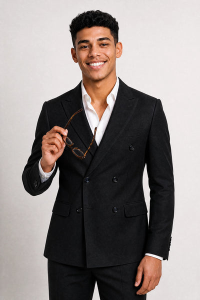 Men’s 3-Piece Classic Double-breasted Black Business Suit