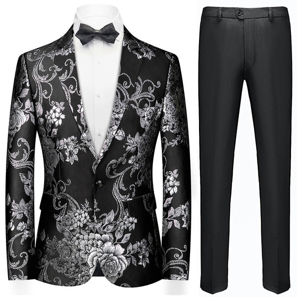 Black Tuxedo,3 Piece, Silver Beaded Blazer