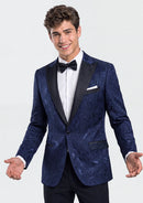 Midnight Blue Rose Jacquard Tuxedo (2-Piece)
