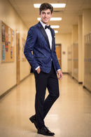 Midnight Blue Rose Jacquard Tuxedo (2-Piece)