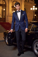 Midnight Blue Rose Jacquard Tuxedo (2-Piece)