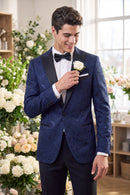 Midnight Blue Rose Jacquard Tuxedo (2-Piece)