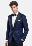 Midnight Blue Rose Jacquard Tuxedo (2-Piece)