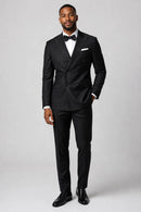 Men's 2-Piece Slim Fit Double-Breasted Black Suit