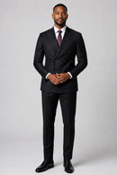 Men's 2-Piece Slim Fit Double-Breasted Black Suit