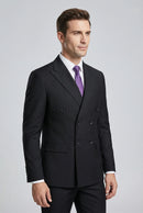 Men's 2-Piece Double-Breasted Black Suit