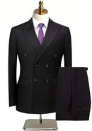 Men's 2-Piece Double-Breasted Black Suit