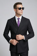 Men's 2-Piece Double-Breasted Black Suit