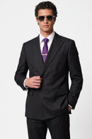 Men's 2-Piece Slim Fit Double-Breasted Black Suit