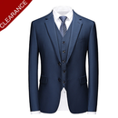 Traje de negocios clásico azul marino de 3 piezas con dos botones para hombre