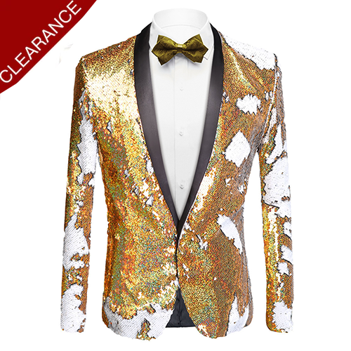 Men's Full Sequin Gold Embroidery Tuxedo Jacket