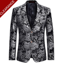 Veste de smoking à imprimé floral métallisé pour homme, couleur argent uniquement