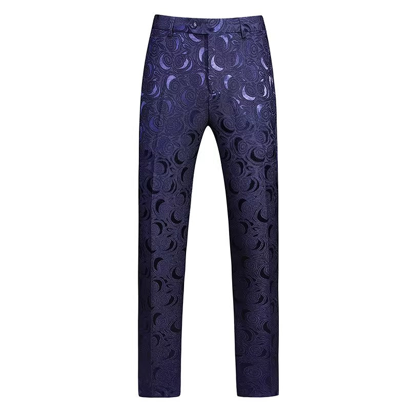 Men's Rose Embroidery Navy Pants