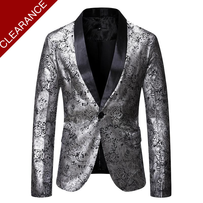 Men's Metallic Rose Print Tuxedo 2 Color Only Jacket