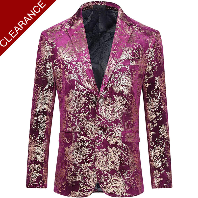 Men's Metallic Floral Print Tuxedo Purple Only Jacket